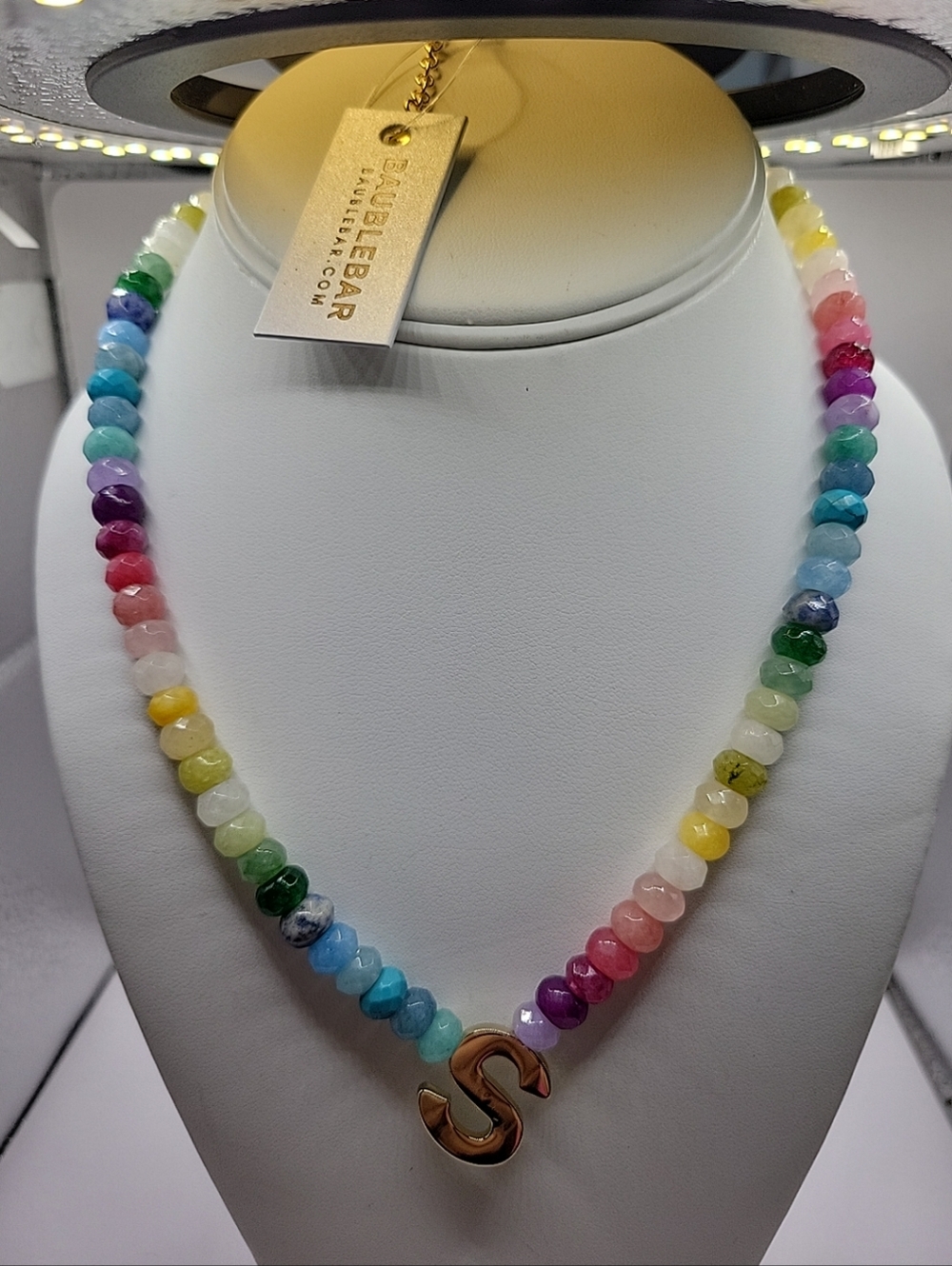 Baublebar Nwt Rainbow Beaded Necklace with Gold Initial S - Picture 2 of 8